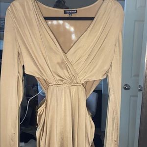 Slinky Side Cut Out Midi Long Sleeve Dress